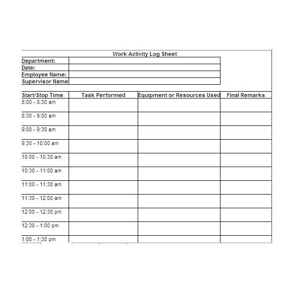 6 Sample Printable Work Log Templates | Sample Templates