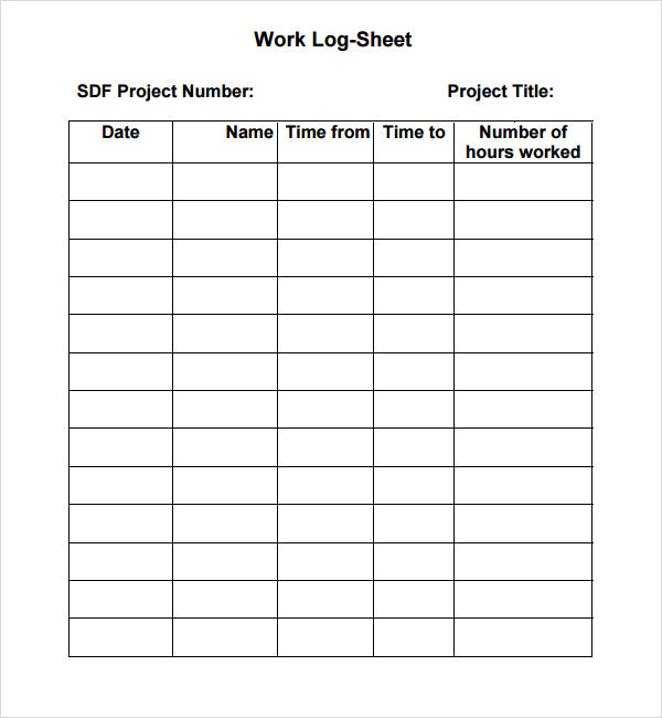 Printable Work Log shop fresh