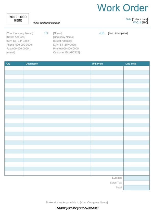 Printable Work Order Form Free Maintenance Forms Consultanosco 