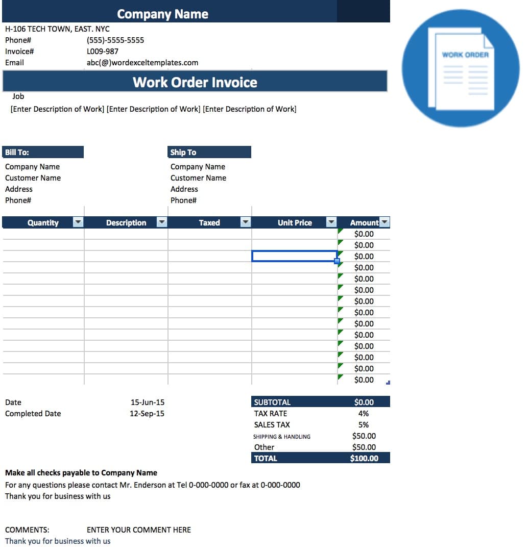 Printable Invoice Templates