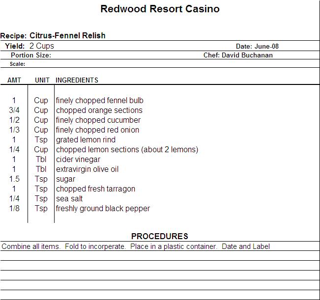 Excel Recipe Template for Chefs   Chefs Resources