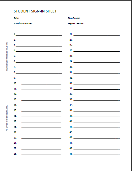 .blanksignupsheet.| Free Blank Printable Student Sign in 