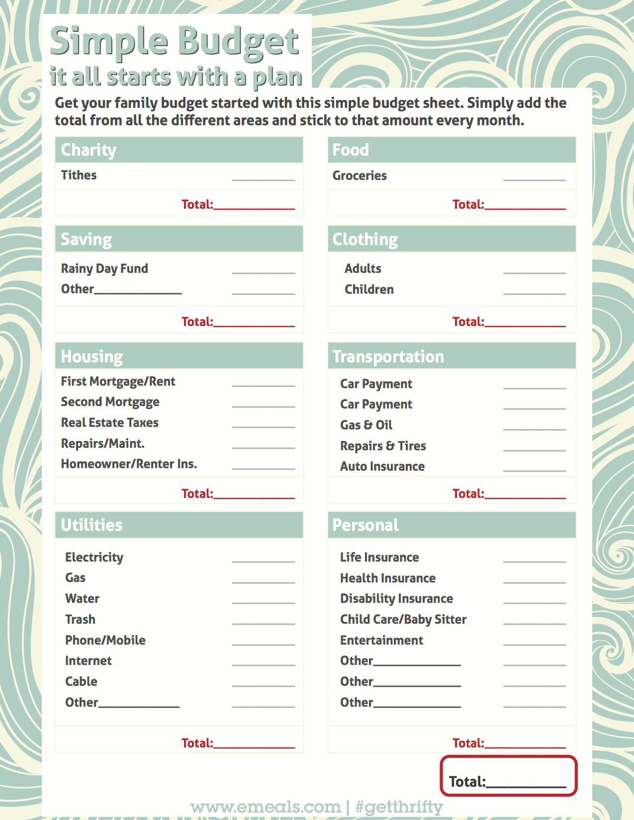 simple budget sheet printable   Demire.agdiffusion.com