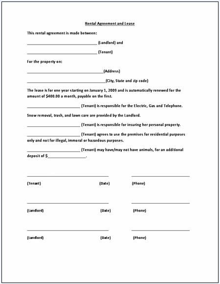 Printable Sample Rental Lease Agreement Templates Free Form 