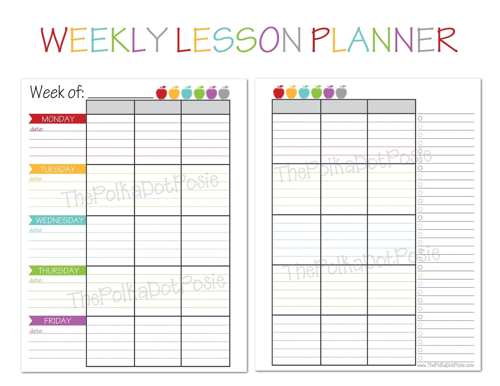 Weekly Planner Template For Teachers | printable planner template