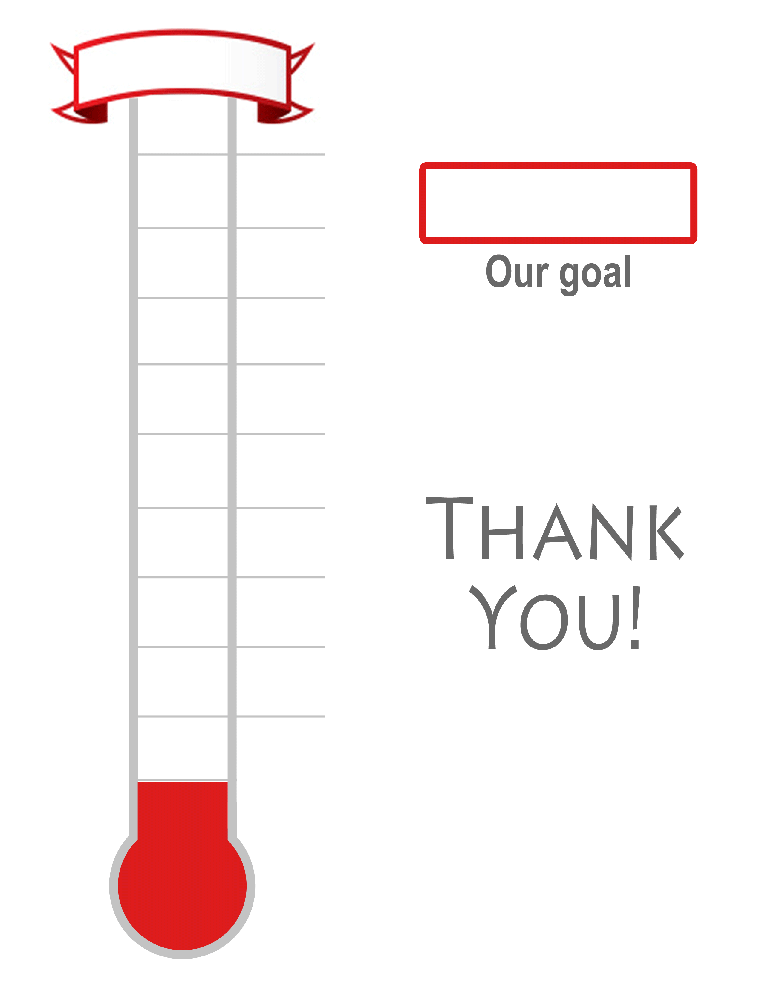 Thermometer Template, Fundraising, Goal, Blank & Printable 