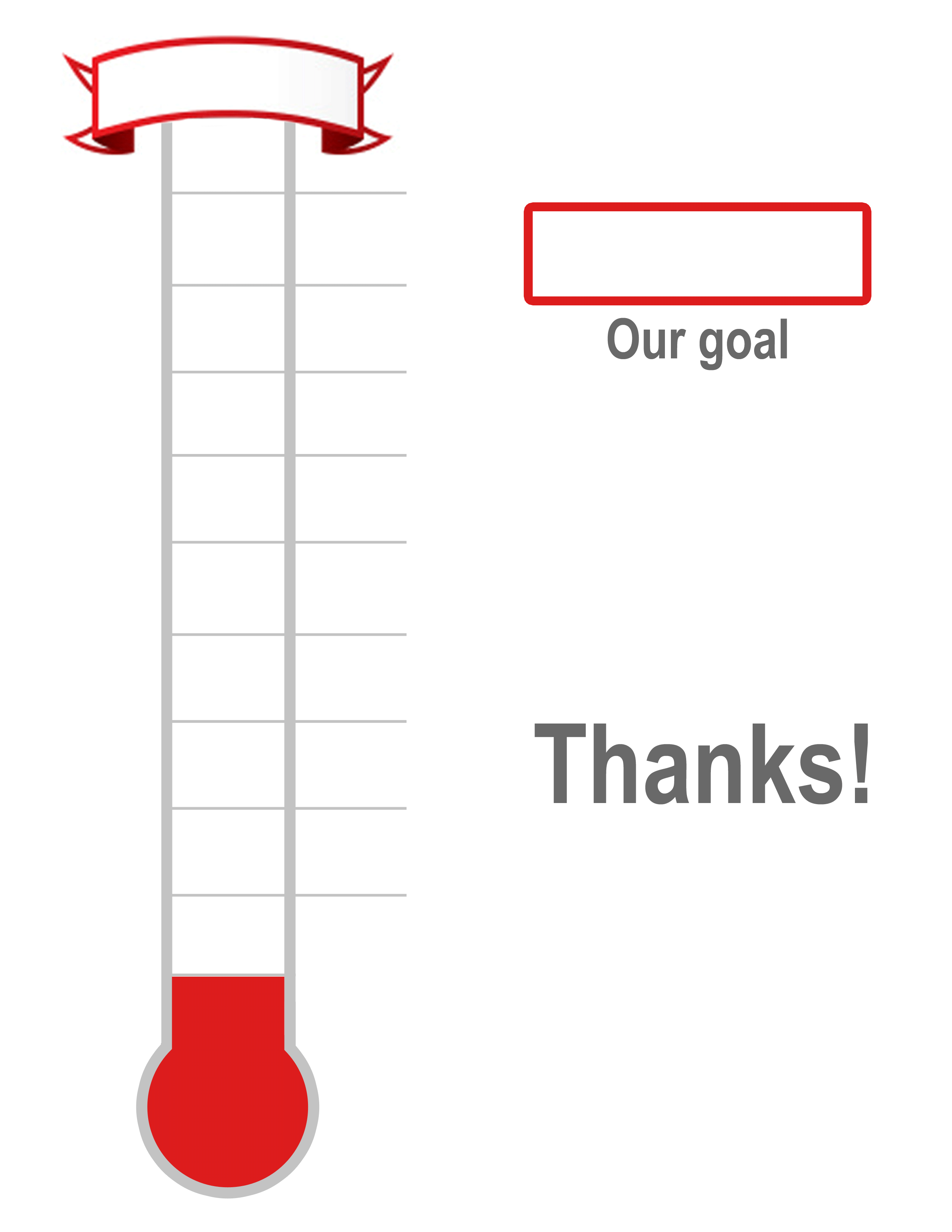 Thermometer Template, Fundraising, Goal, Blank & Printable 
