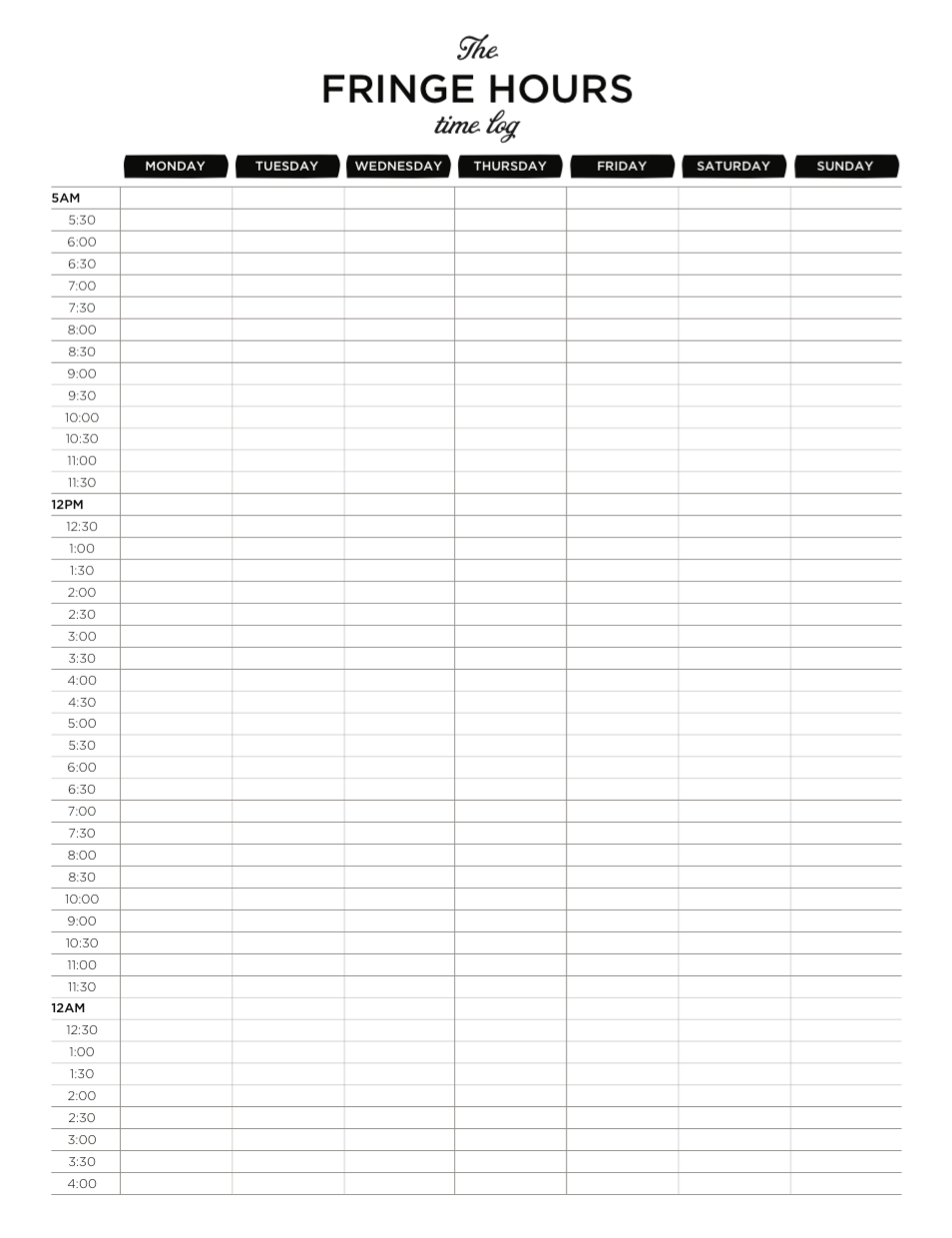 Time Tracker Printable Shop Fresh