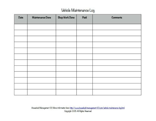 Free Printable Vehicle Maintenance Log: Why You Should Have One In 