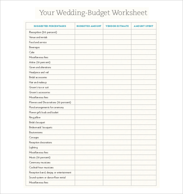 Featured image of post Wedding Budget Sheet