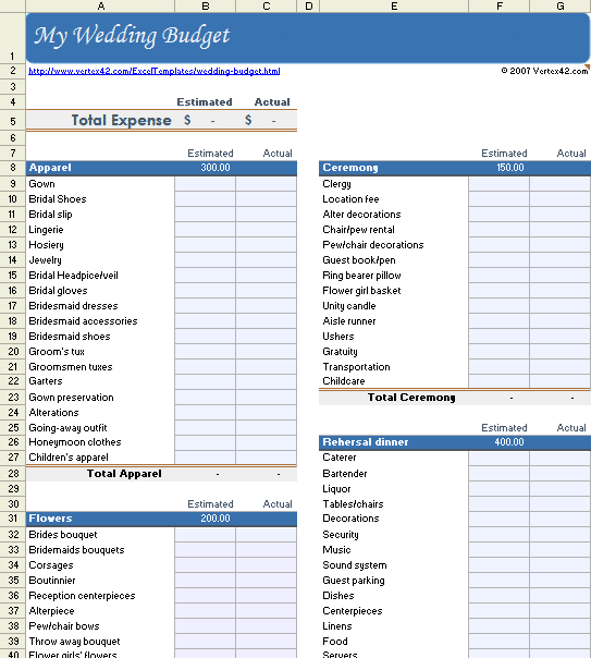 Free Wedding Budget Worksheet   Printable and Easy to Use