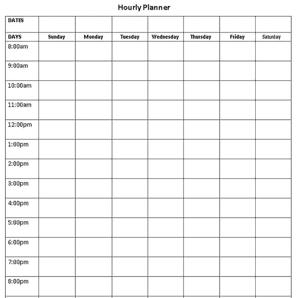 Hourly Planner Template shop fresh