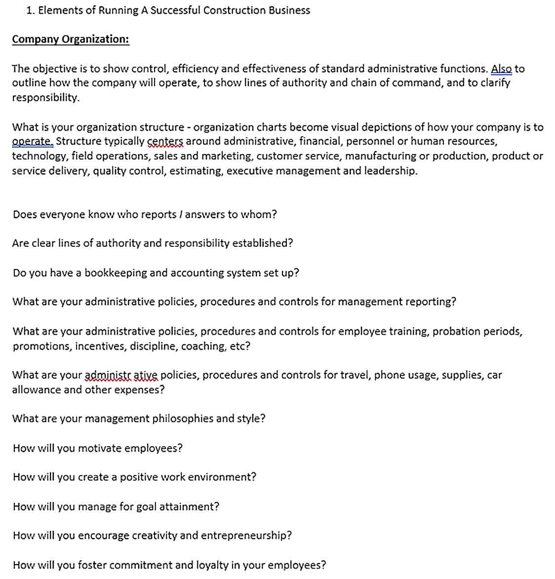 Construction Business Plan Template Shop Fresh