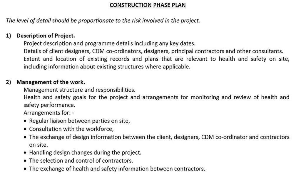 Construction Phase Plan Template 