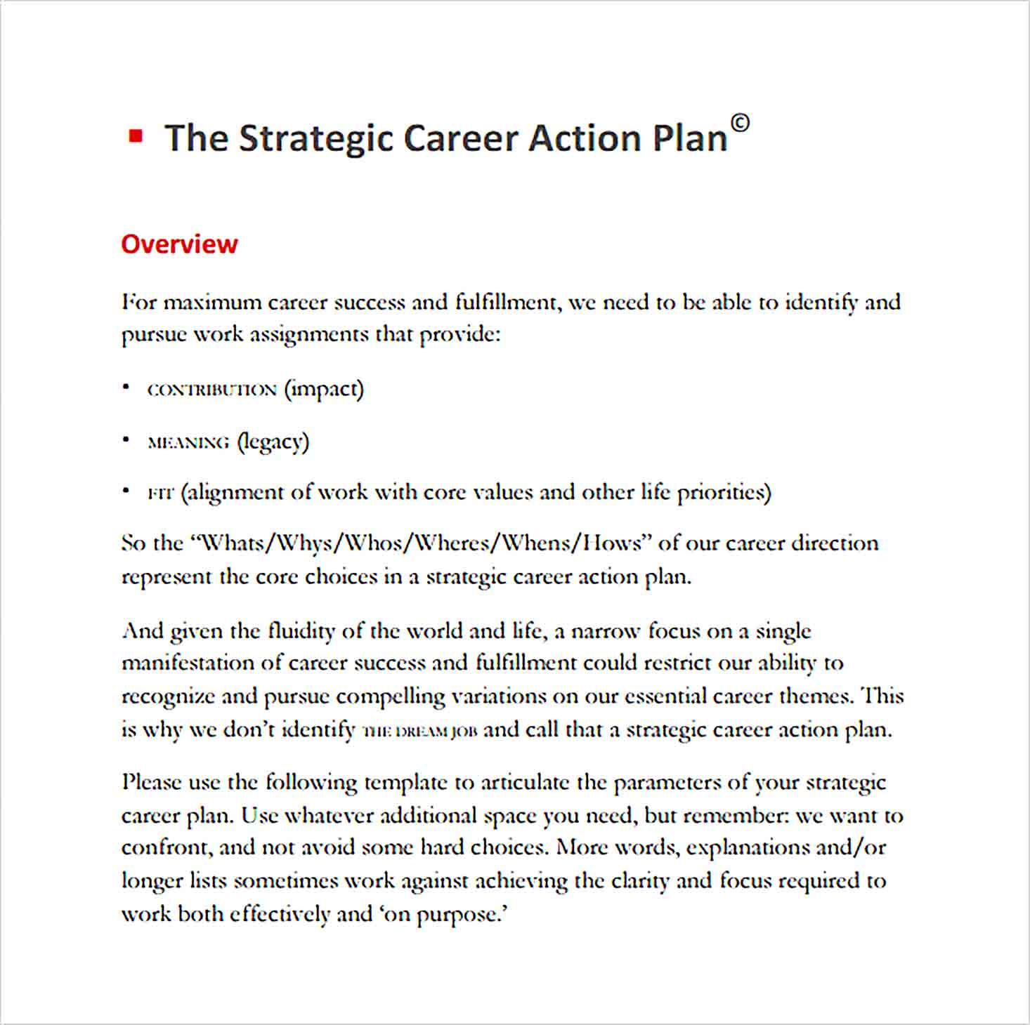 Career Action Plan Template Shop Fresh 4128