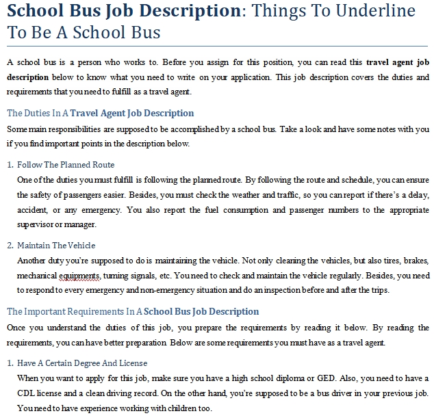 special needs school bus job description