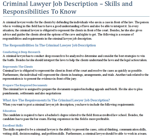 Criminal prosecuting attorney job description