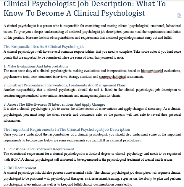 Psychoanalytic therapist job description