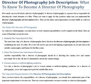 Director of photography job description salary