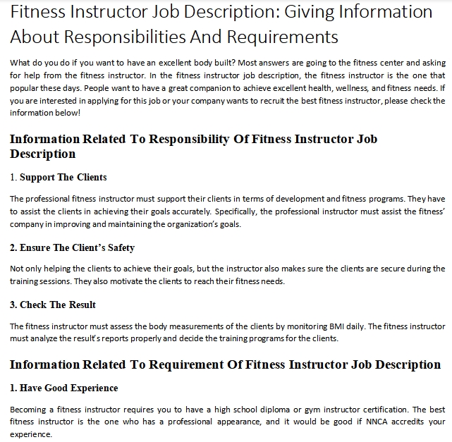 Group instructor job description