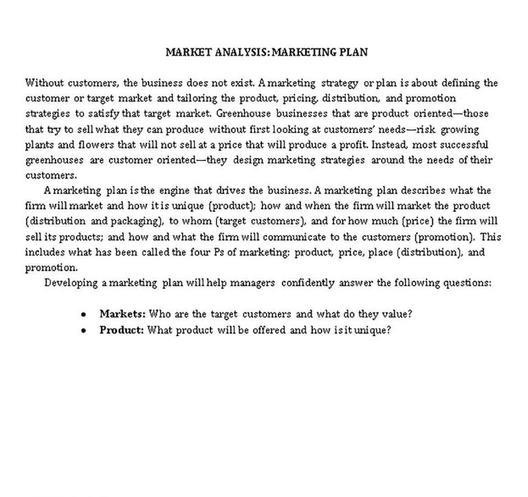 Market Analysis Business Plan Template shop fresh