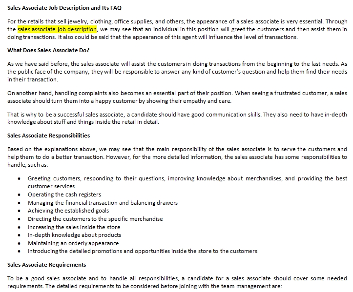 Sales Associate Job Description And Its FAQ Shop Fresh