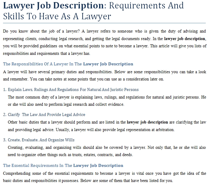Job qualifications for being a lawyer