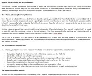 What is botanist job description