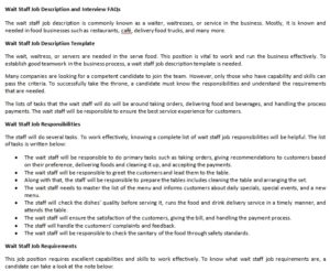 Wait Staff Job Description and Interview FAQs | shop fresh