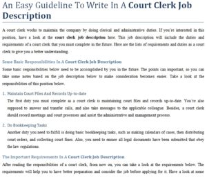 City court clerk job description