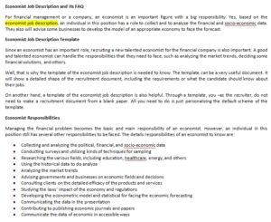 What is an economist job description