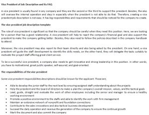 Vice President of Job Description and its FAQ | shop fresh