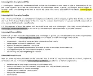 Criminologist Job Description and FAQs | shop fresh