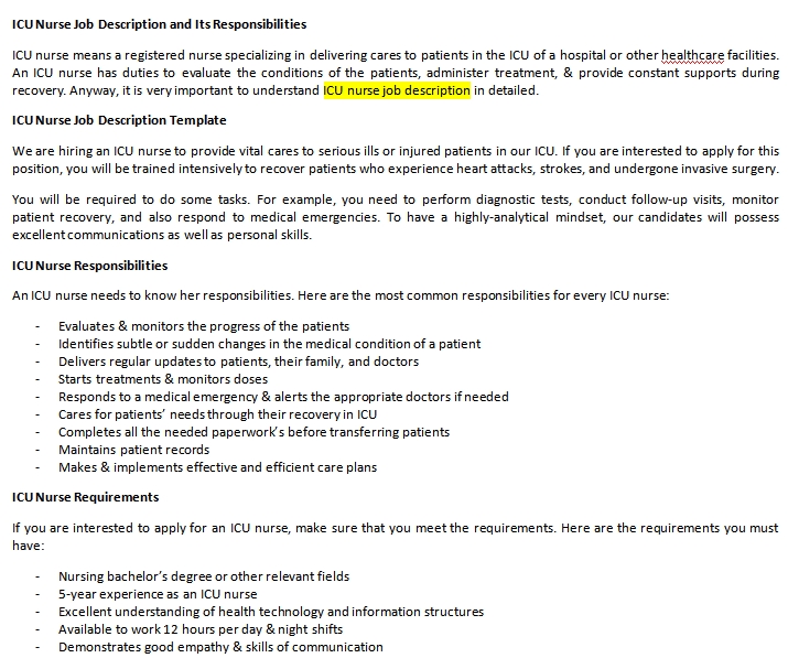 ICU Nurse Job Description and Its Responsibilities shop fresh