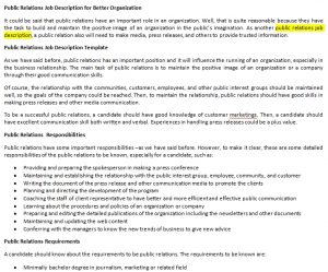 Public relation practitioner job description
