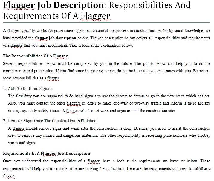 Flagger Job Description: Responsibilities And Requirements Of A Flagger ...