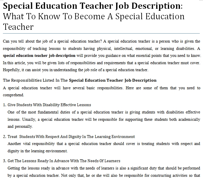 Job oppurtunities for special education teacher