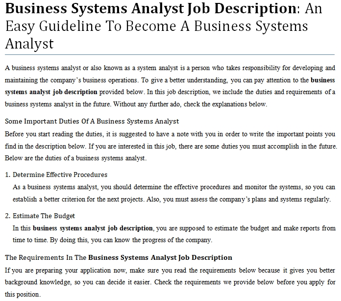 Business Systems Analyst Job Description: An Easy Guideline To Become A