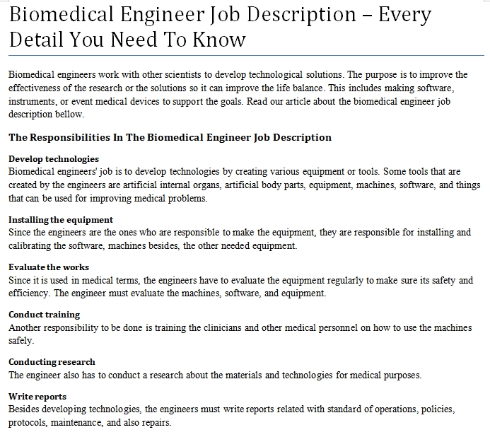 Job description of a biomedical scientist