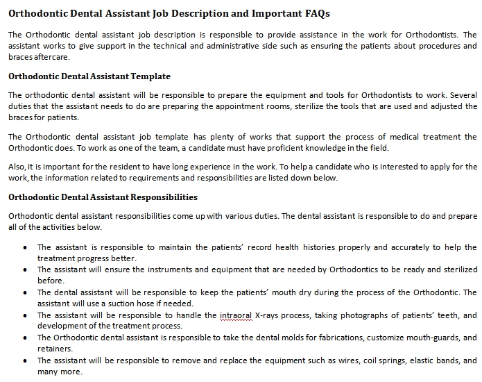 Orthodontic Dental Assistant Job Description And Important FAQs Shop 