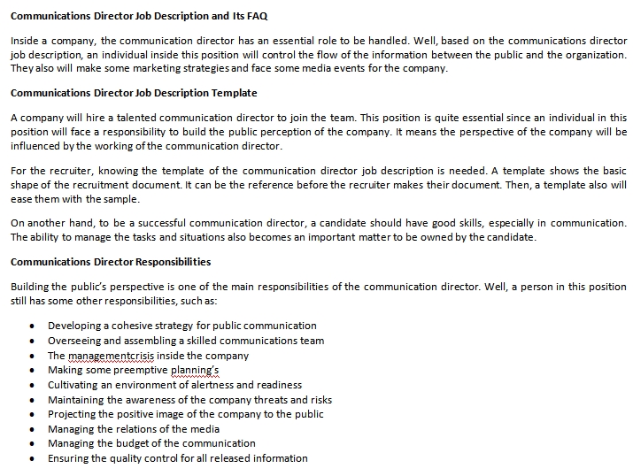 Medical communications account director job description