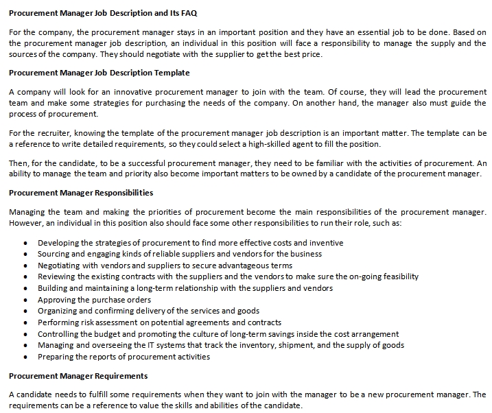 Procurement Manager Job Description And Its FAQ Shop Fresh