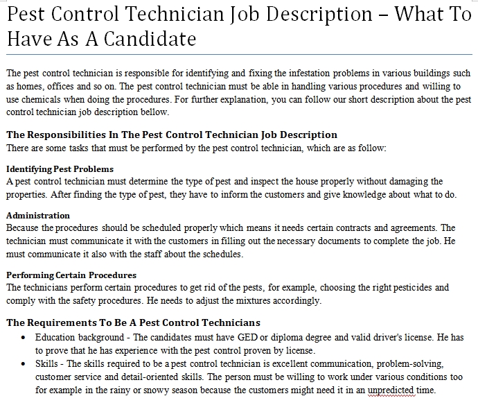 Pest Control Technician Job Description What To Have As A Candidate shop fresh