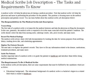 medical scribe job description for resume