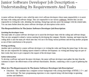 Trainee software programmer job description