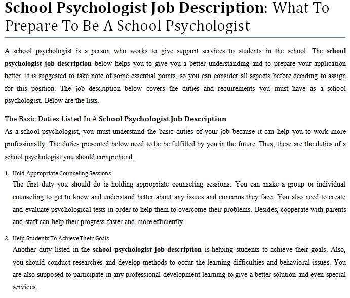 School Psychologist Job Description