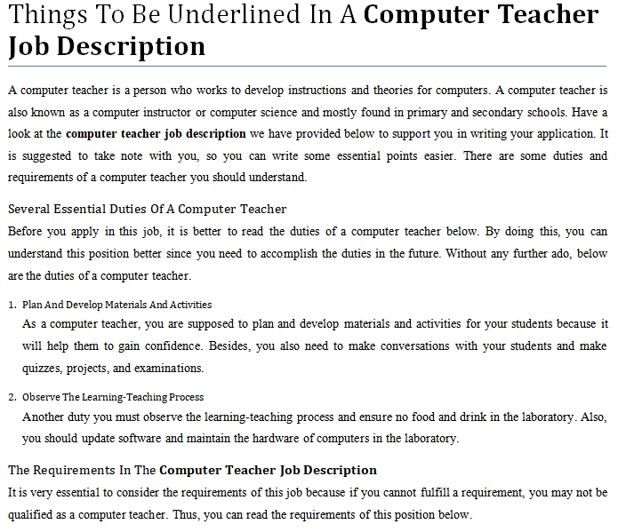 What Are The Duties Of A Computer Instructor