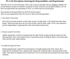 PCA Job Description: Knowing the Responsibilities and Requirements