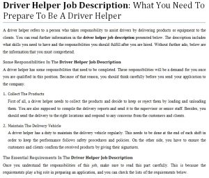 job description for mover helper
