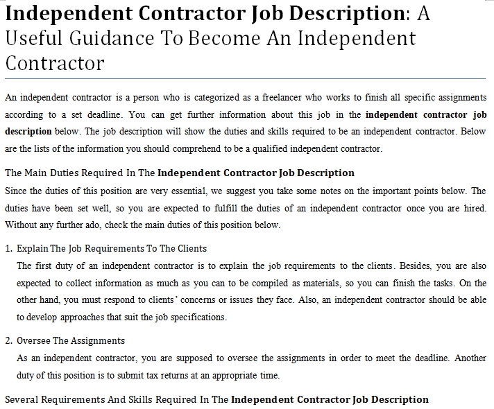 What Is Independent Contractor Job Description BEST HOME DESIGN IDEAS